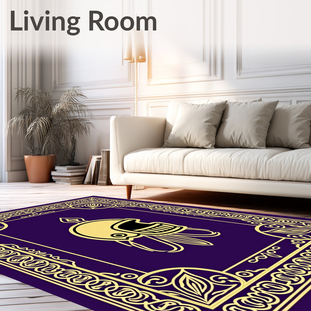 Royal Purple Gold Helmet Emblem Rug