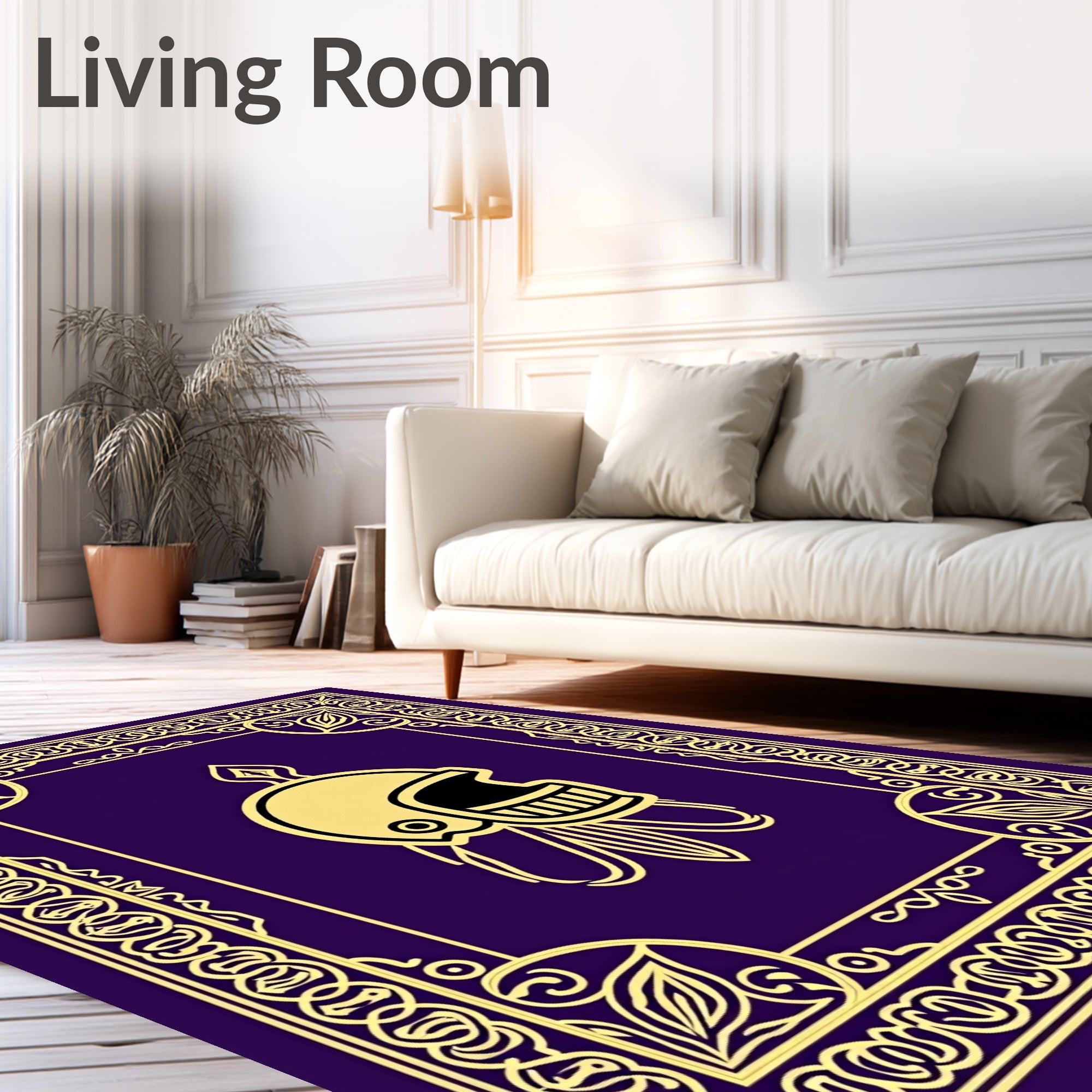 Royal Purple Gold Helmet Emblem Rug