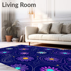 Whimsical Violet Swirl Floral Collage Rug