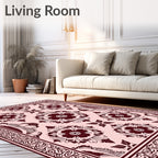 Burgundy Floral Medallion Lattice Rug