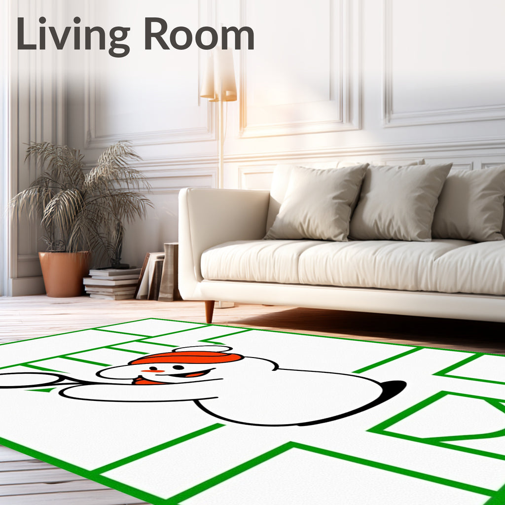 Playful White Ghost Tennis Action Rug
