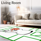 Playful White Ghost Tennis Action Rug