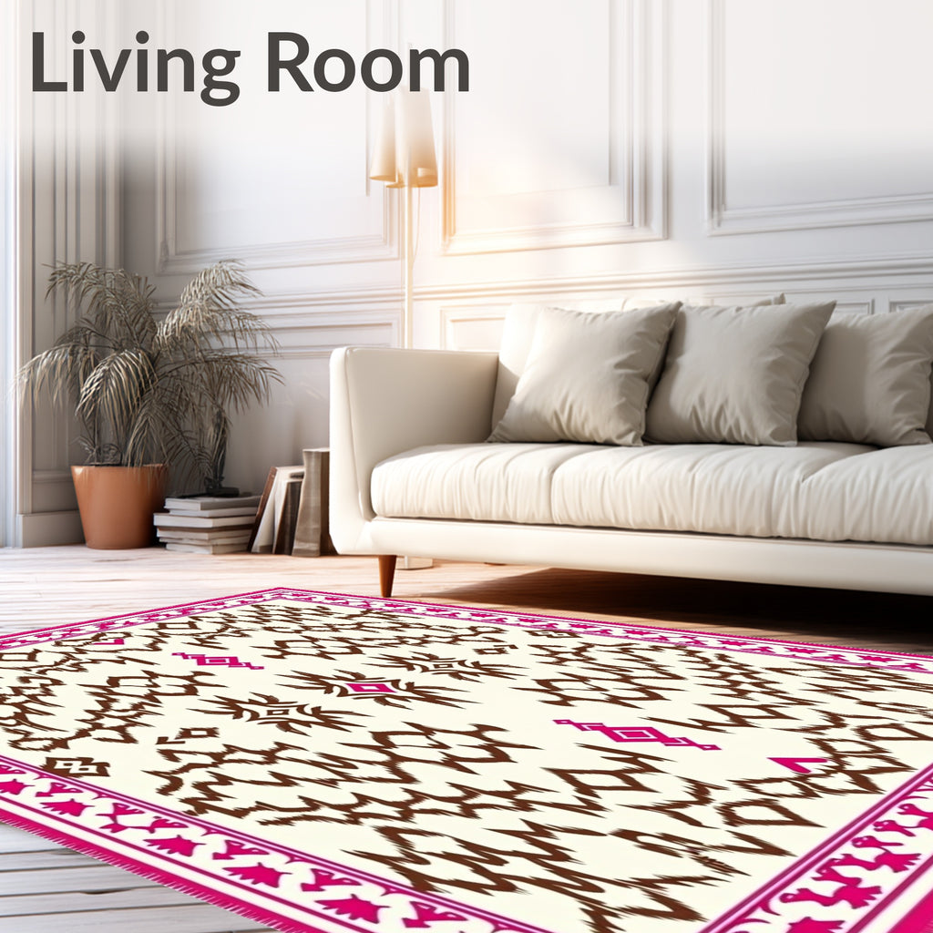 Crimson and Brown Tribal Diamond Rug