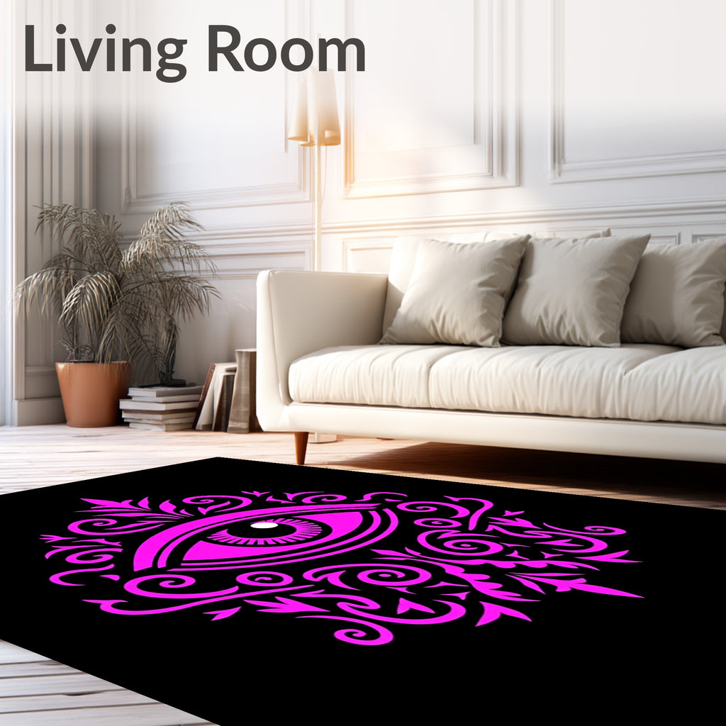 Radiant Magenta Eye Emblem Swirls Rug