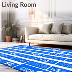 Retro Blue White Vertical Stripes Rug