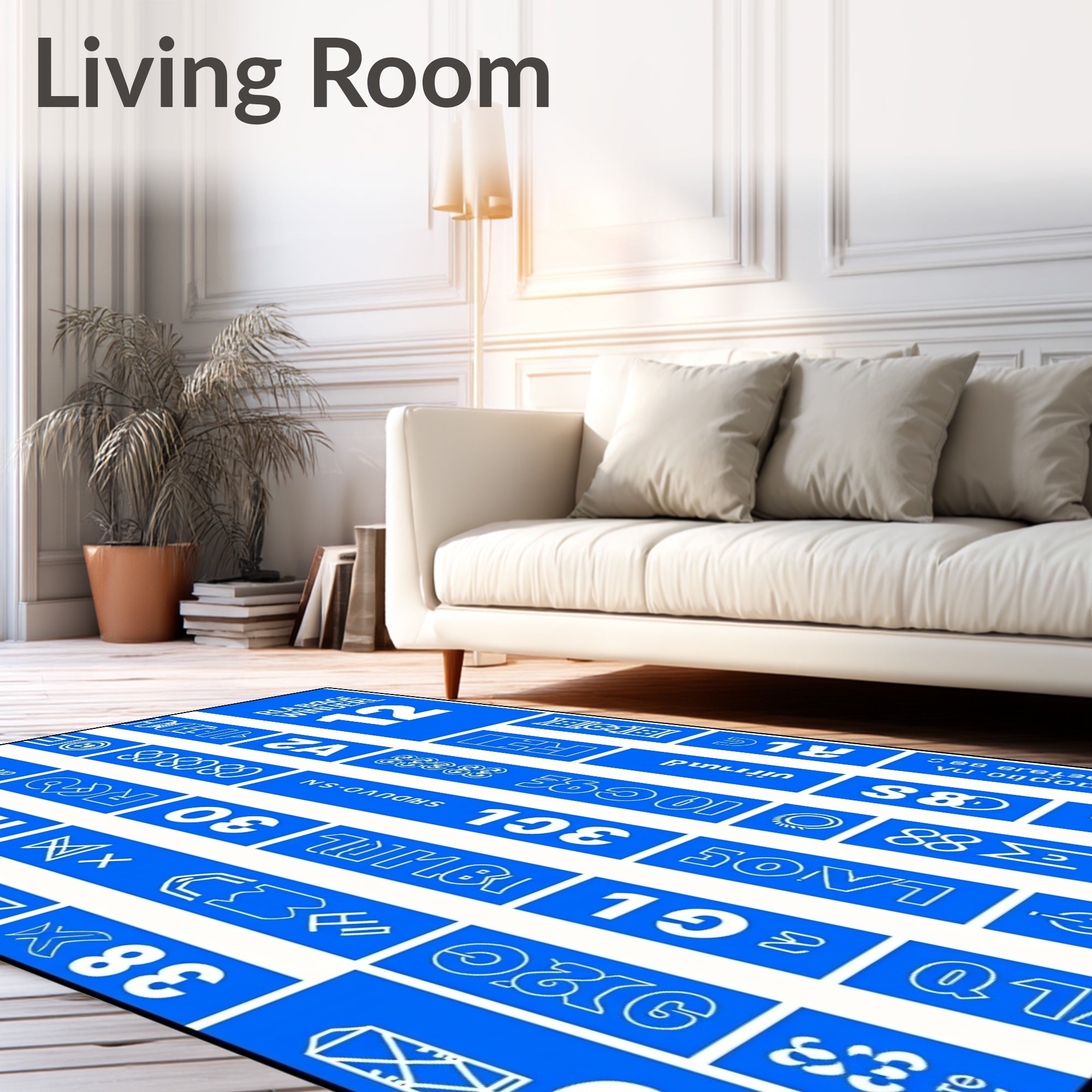 Retro Blue White Vertical Stripes Rug
