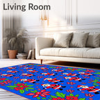 Holiday Santa Claus Red Poinsettia Border Rug