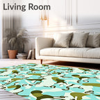 Sky Blue Camouflage Abstract Shapes Rug