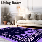 Winter Forest Deer Snowflake Silhouette Rug