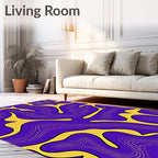 Vibrant Purple Yellow Organic Flow Rug