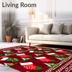 Holiday Stockings Red Checkerboard Background Rug