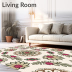 Muted Floral Medallion Branches Rug