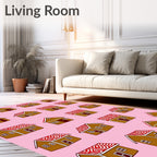 Gingerbread Houses Red White Swirl Roof Rug