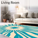 Teal Burst Sunburst Rays Rug