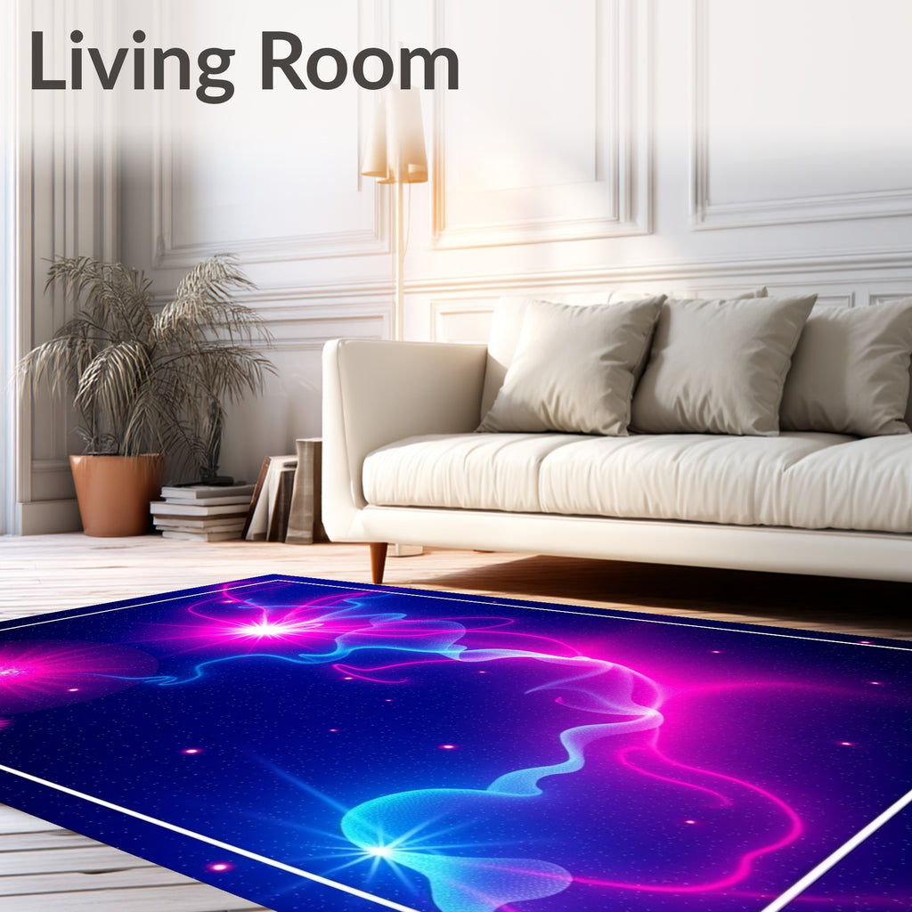 Cosmic Pink Blue Nebula Swirl Rug