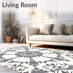 Antique Gray Medallion Floral Vines Rug
