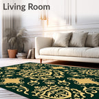 Emerald Gold Royal Crest Flourish Rug