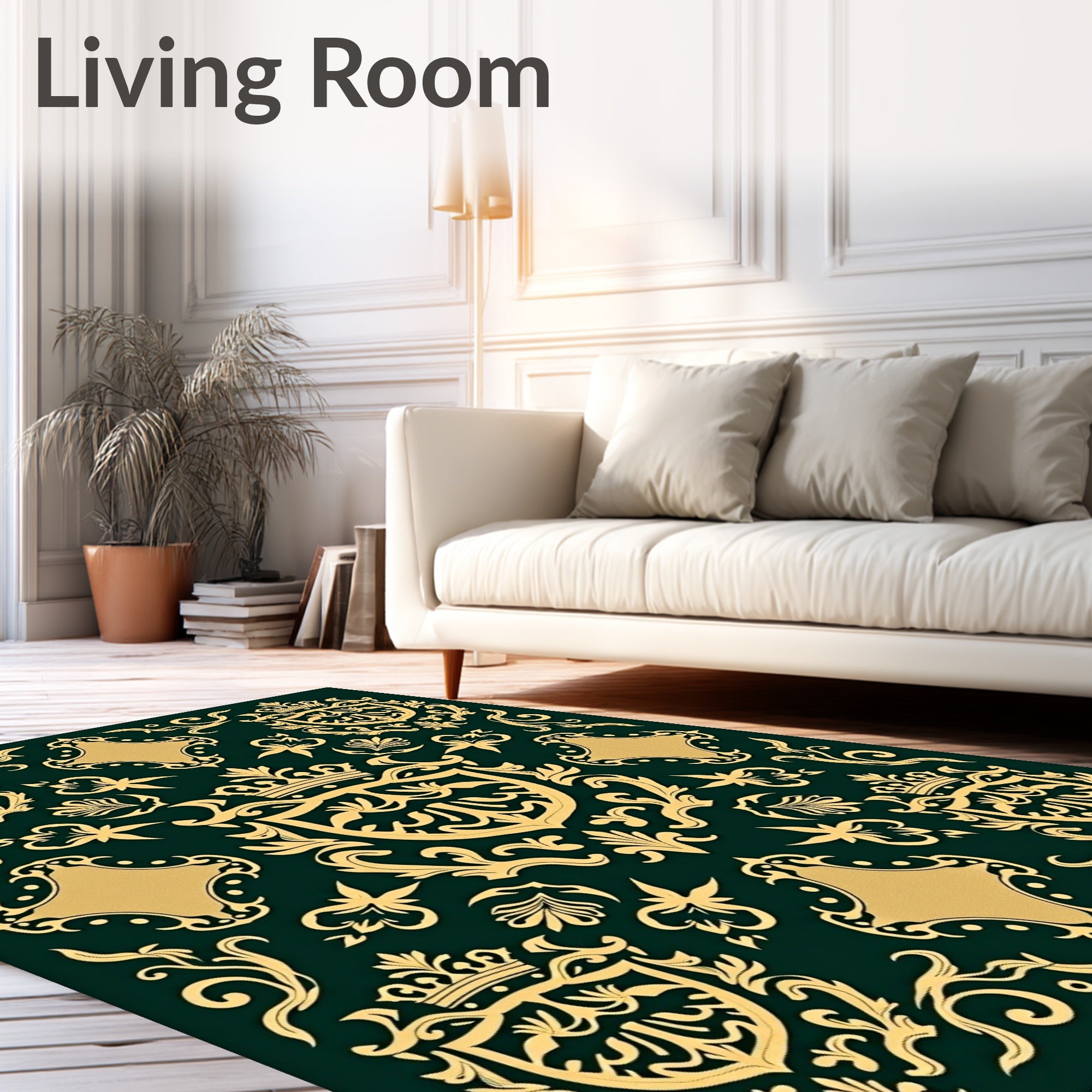 Emerald Gold Royal Crest Flourish Rug