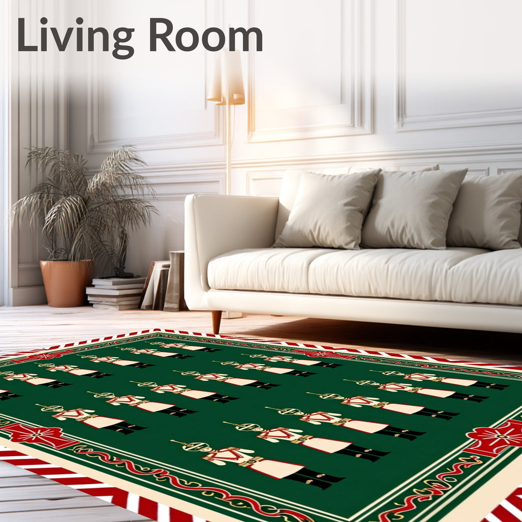 Green Soldier Uniform Stripe Border Rug