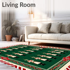Green Soldier Uniform Stripe Border Rug