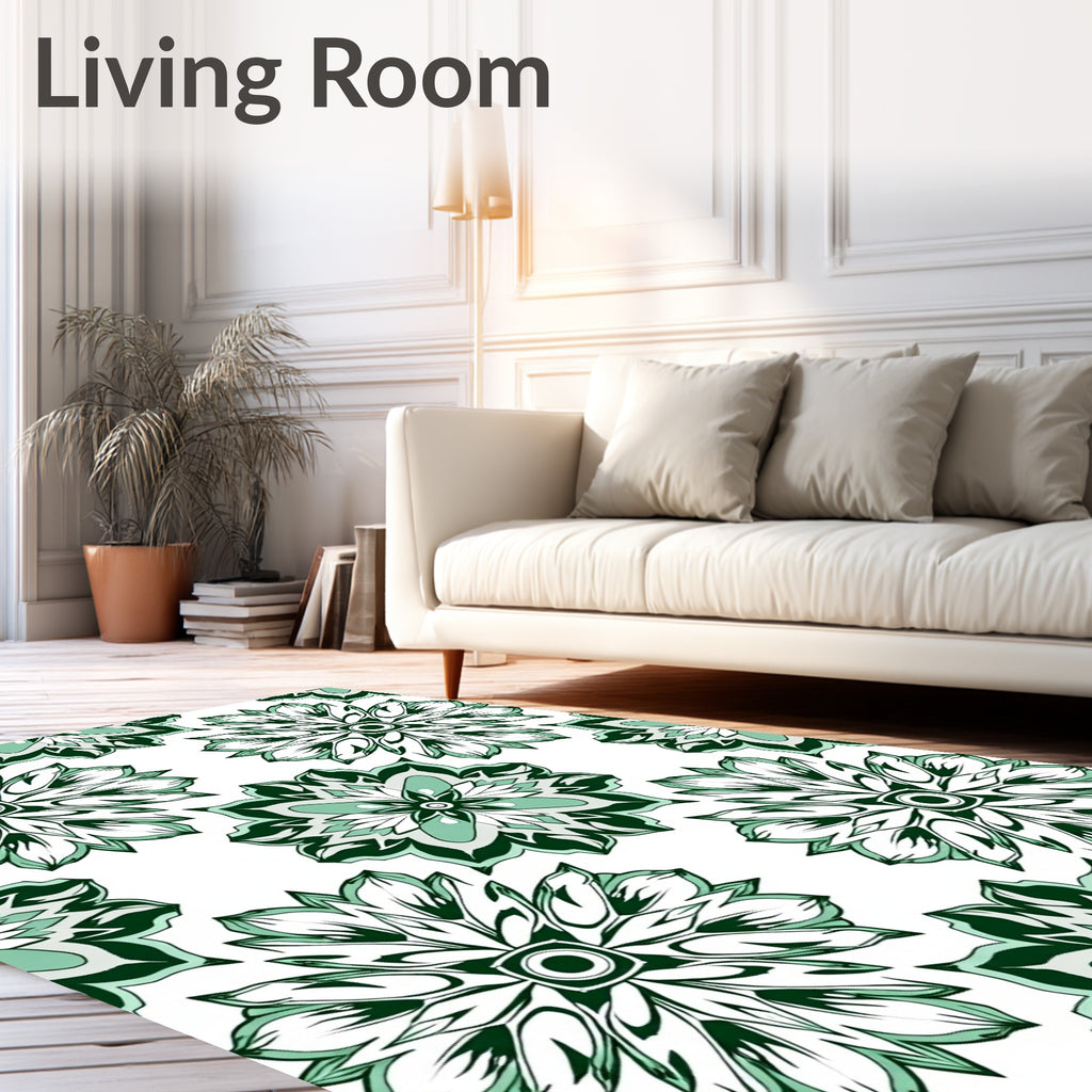 Jasmine Bloom Mandala Green Rug