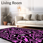 Pink Black Abstract Animal Mandala Rug