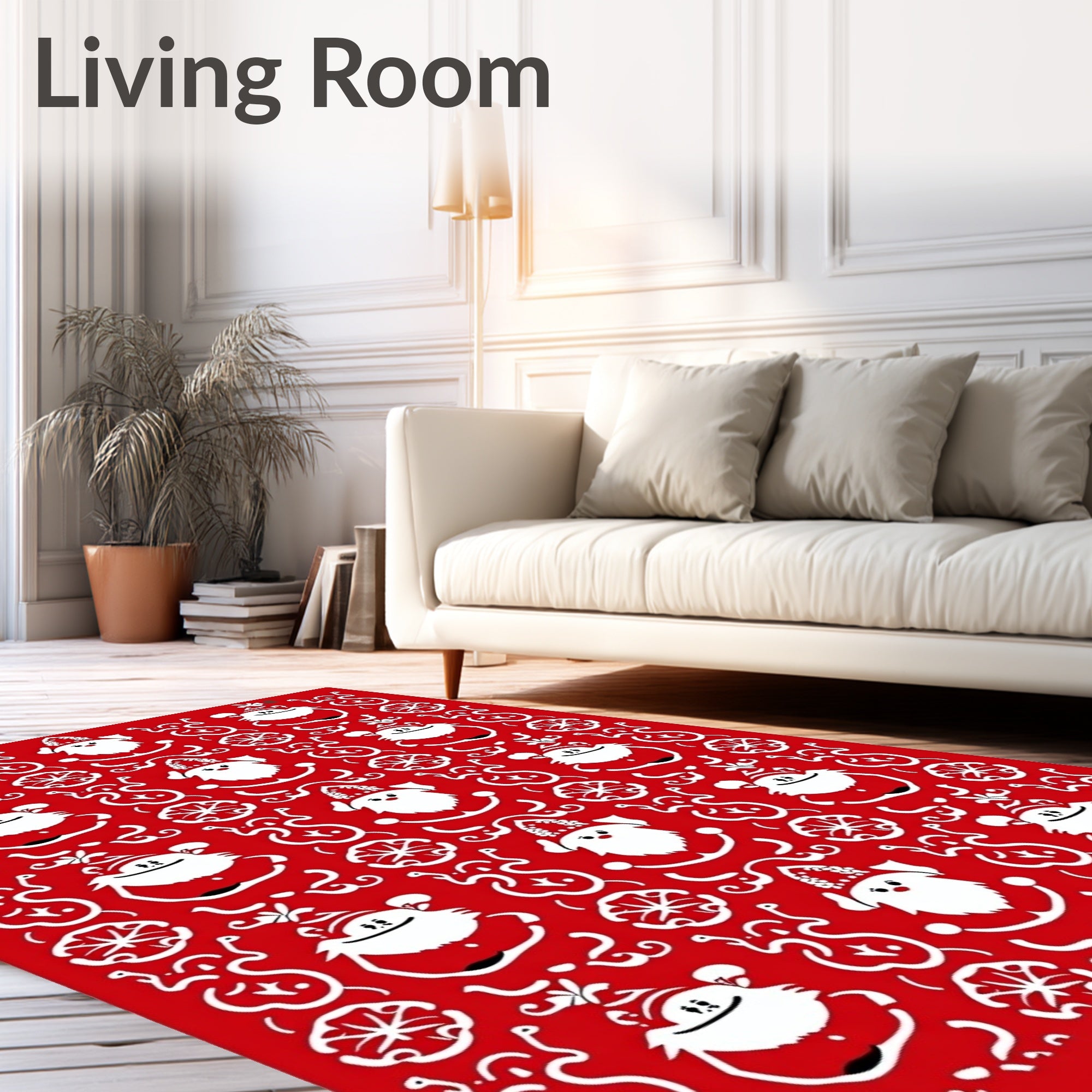 Red And White Santa Claus Holiday Rug