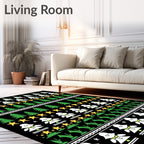Festive Green Christmas Trees Stars Rug