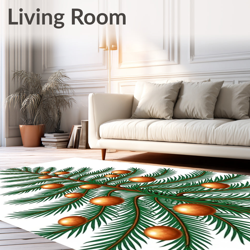 Green Fir Tree with Copper Ornaments Rug