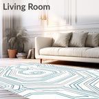 Circuit Board Teal Geometric Array Rug