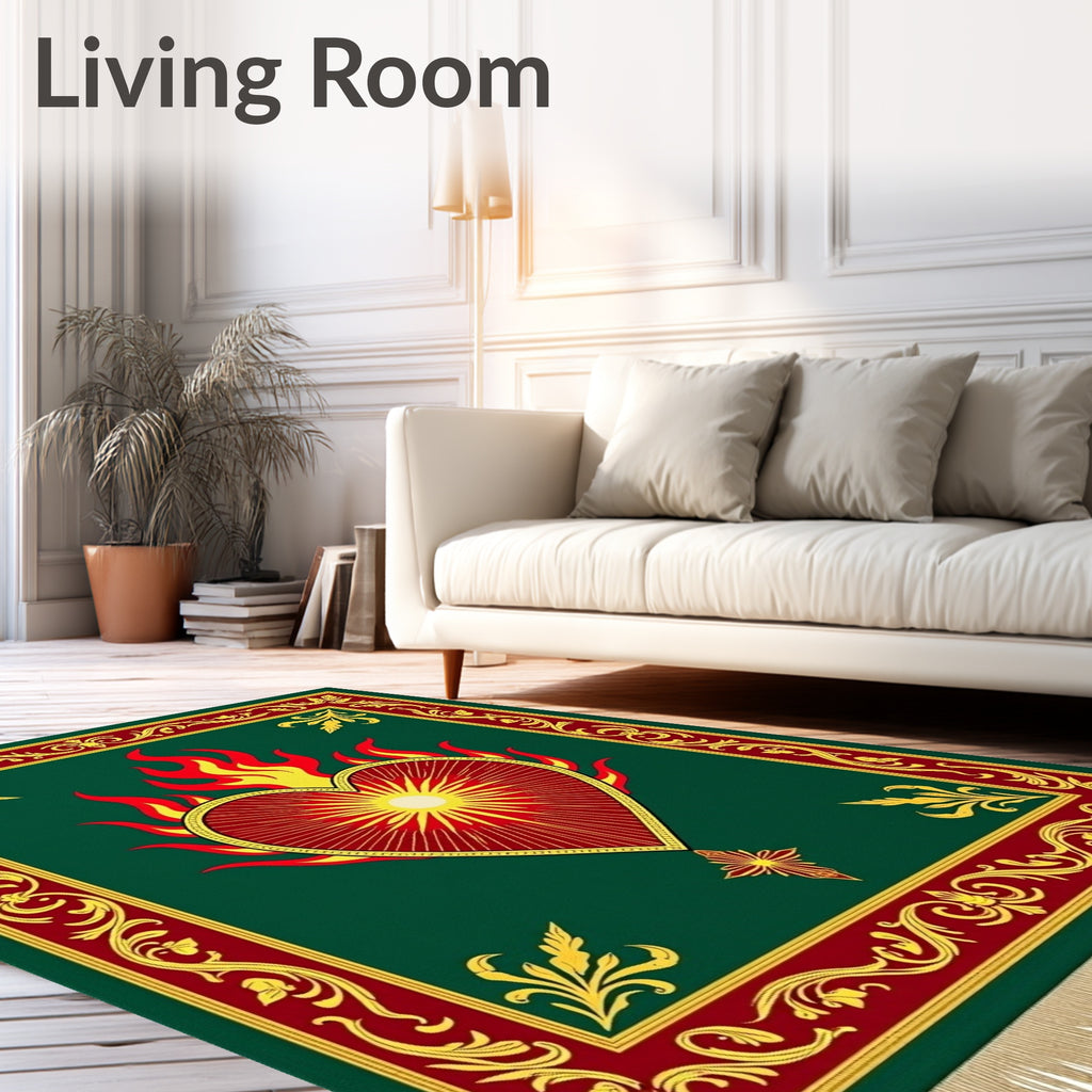Sacred Heart Of Flames Green Rug