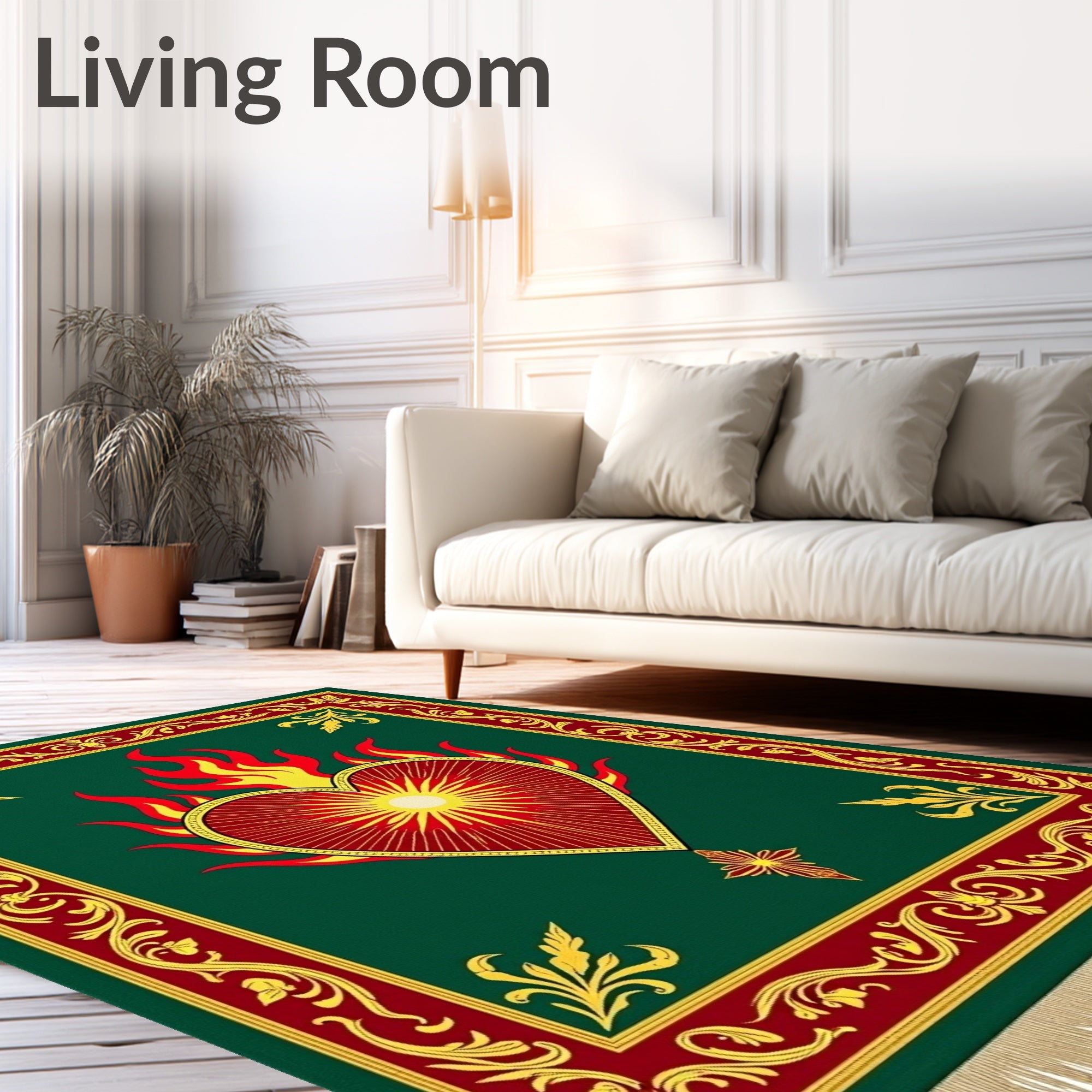 Sacred Heart Of Flames Green Rug