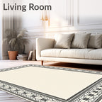 Classic Black and White Geometric Border Rug
