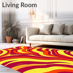 Retro Swirl Crimson Orange Yellow Rug