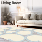 Cream Sky Blue Cloud Shapes Rug