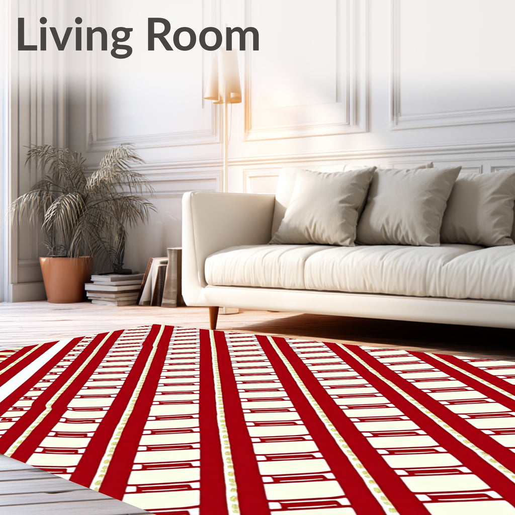 Crimson White Bold Stripes Rug