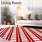 Crimson White Bold Stripes Rug