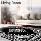 Black and White Ornate Medallion Scroll Rug