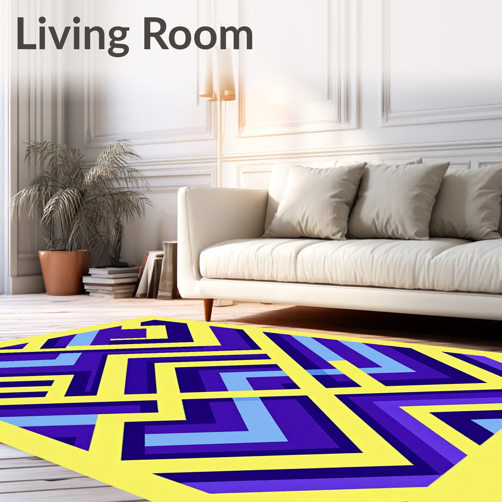 Vibrant Geometric Chevron Maze Rug