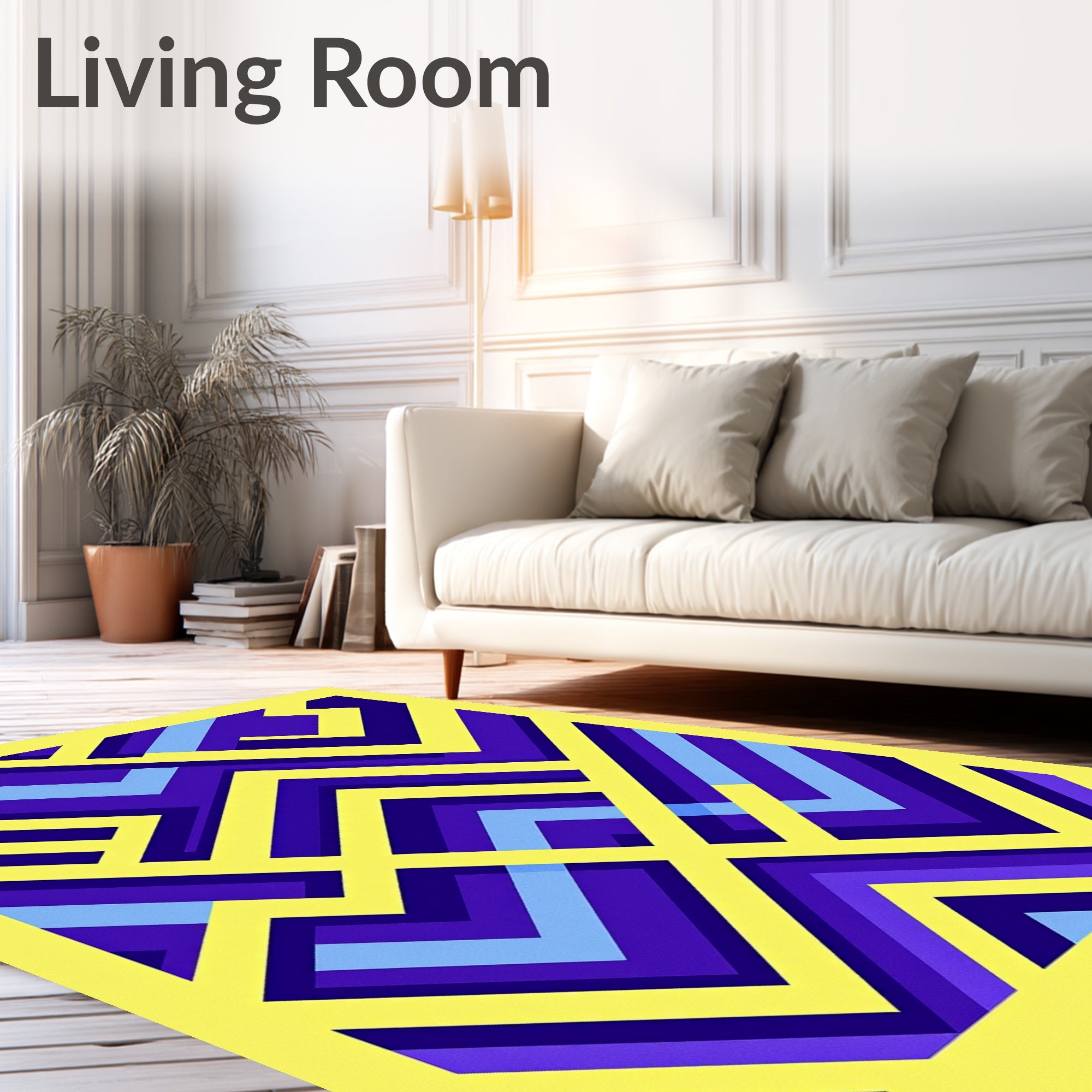Vibrant Geometric Chevron Maze Rug