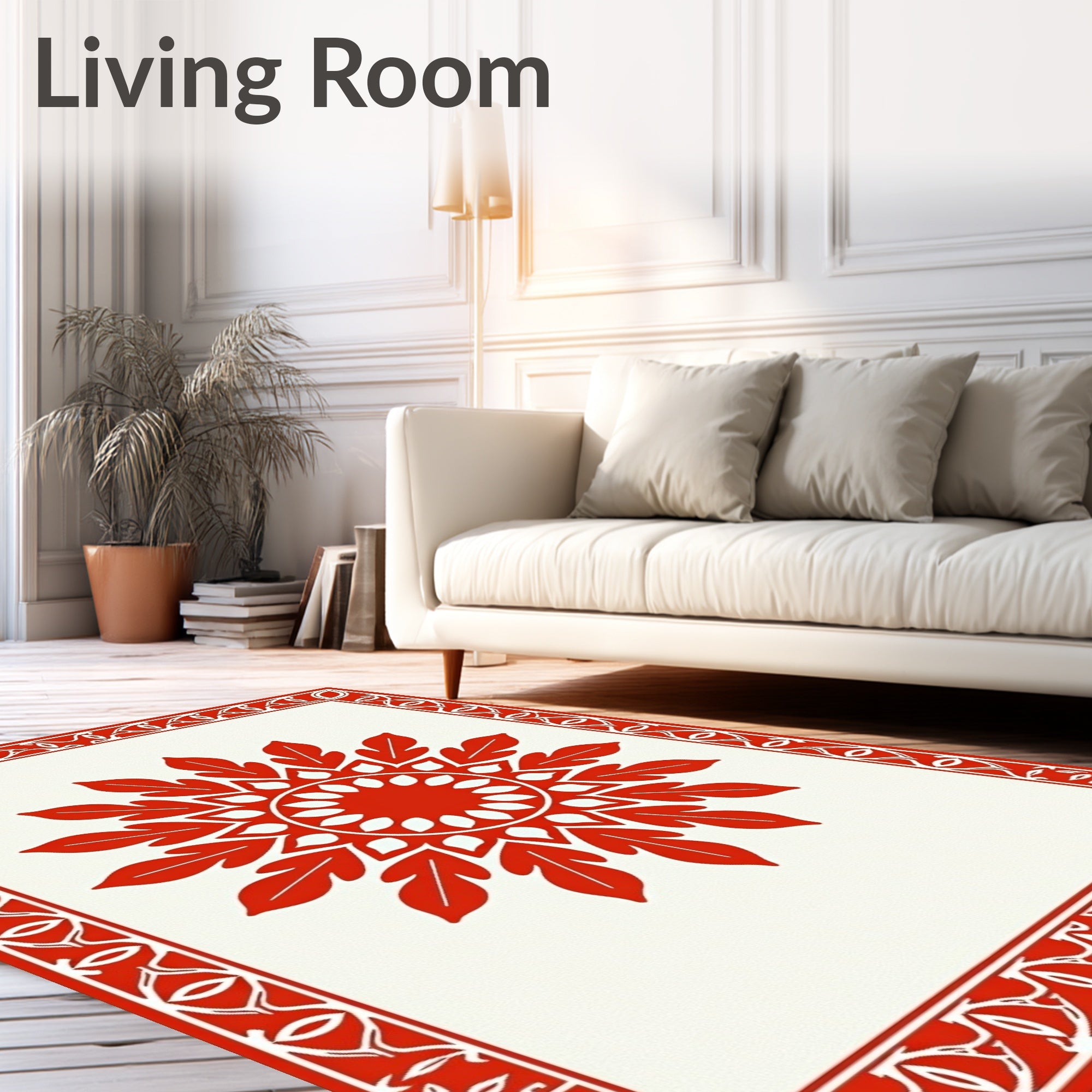 Bold Sunburst Bloom Border Art Rug