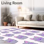 Cute Gray Kitty Face Repeat Rug