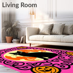 Black Cat Pumpkin Moon Frame Rug