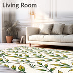 Green Yellow Leafy Branches Repeating Rug