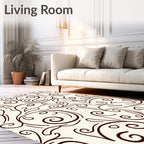 Dark Brown Swirl Leaf Vine Rug