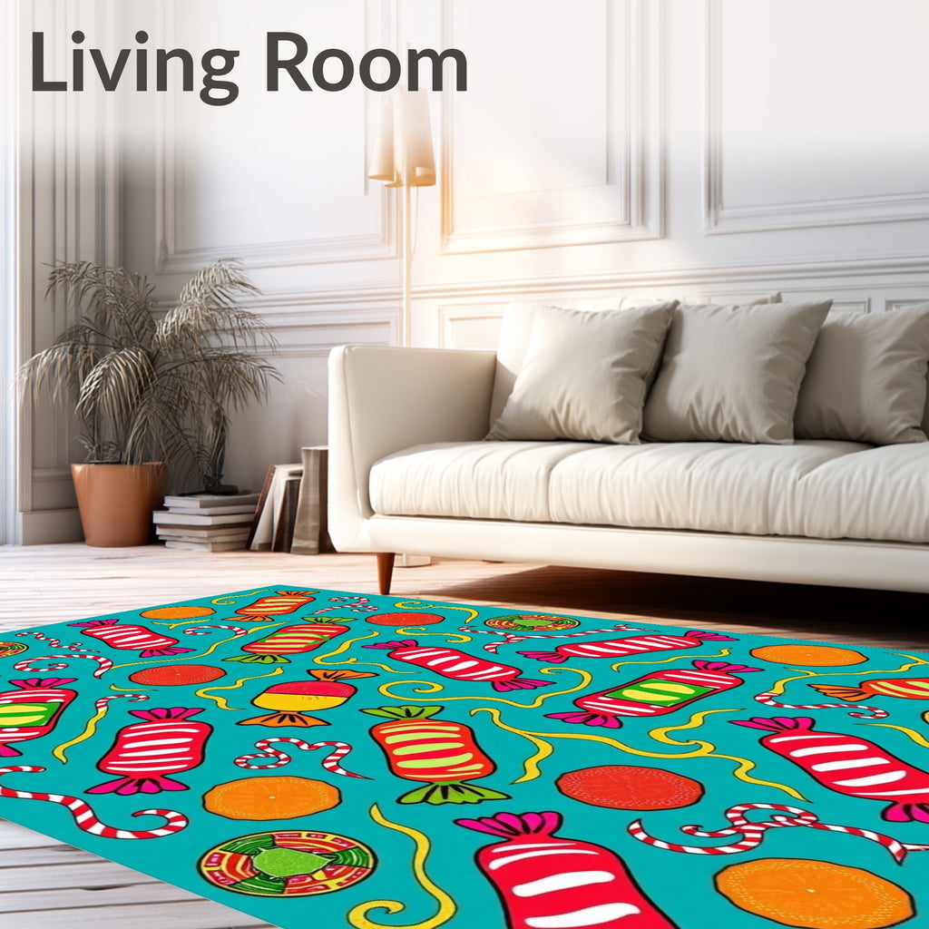 Colorful Candy Swirls and Oranges Rug