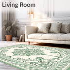 Art Nouveau Green Floral Scroll Rug