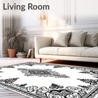 Black White Classic Filigree Diamond Rug