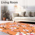Orange Blossom Branches Floral Arrangement Rug