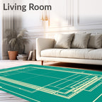 Teal Cream Geometric Layered Structure Rug